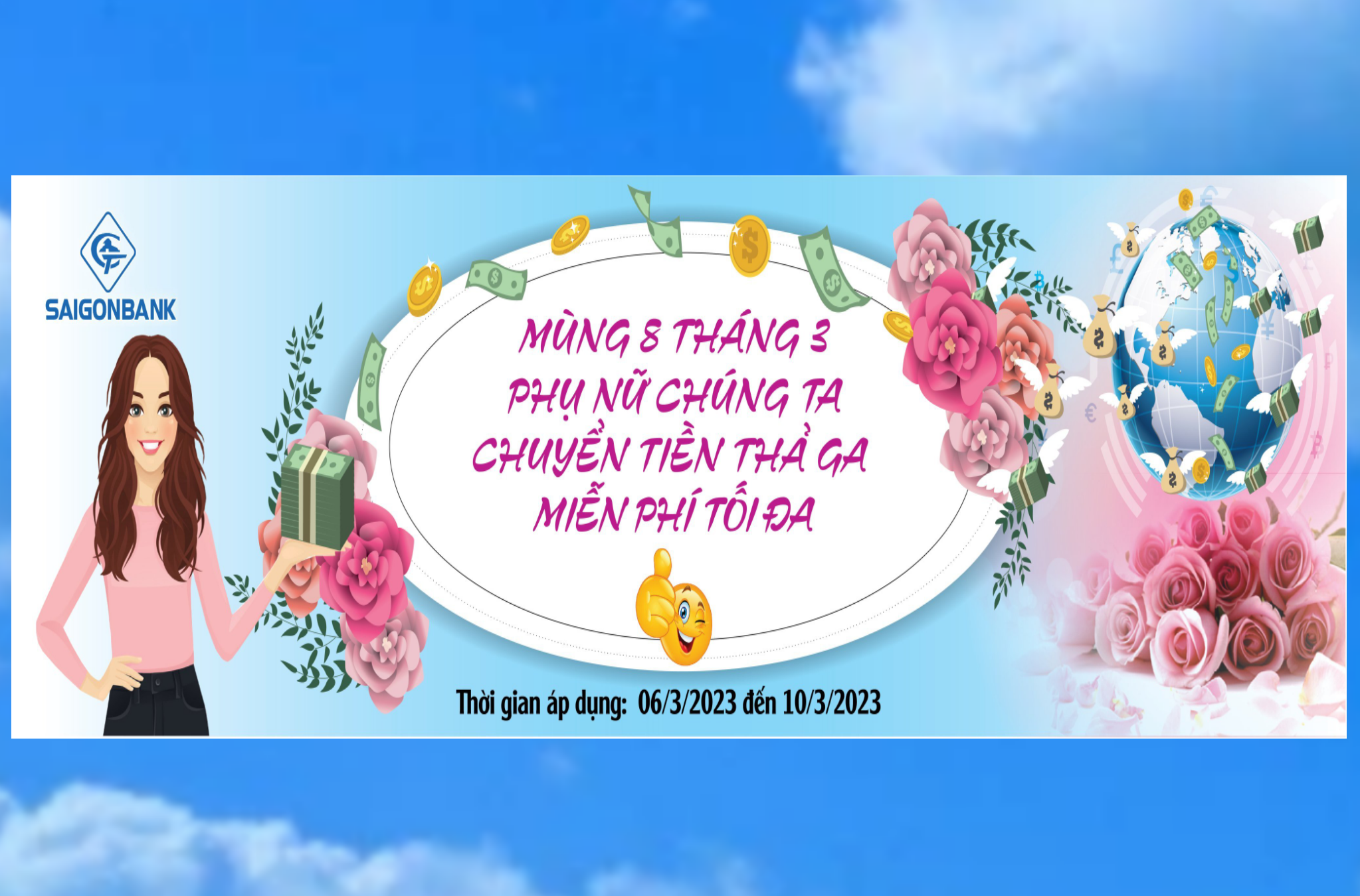 Miễn phí chuyển tiền ra nước ngoài nhân dịp Quốc tế phụ nữ 8/3